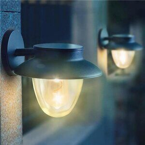Solar Wall Lights Outdoor, 2 Pack Metal Wall Mount Sconce Lantern, Cordless